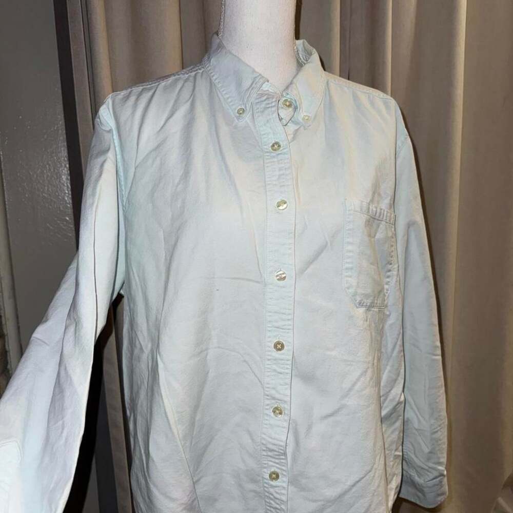 L.L.Bean Oxford Button-Down Shirt Women's XL Reg Pale Blue Cotton